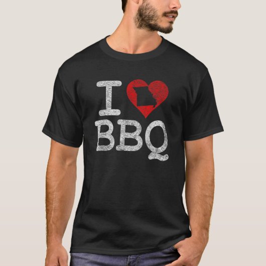 私はミズーリBBQ Iハートカンザスシティソースグリル大好き Tシャツ (正面)