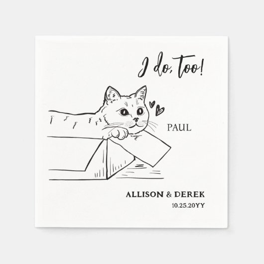 私はミニマリストな犬ペット猫のスケッチ結婚 スタンダードカクテルナプキン (正面)