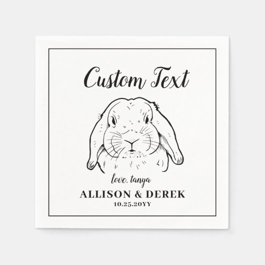 私はミニマル過シンプルぎるペットラビット結婚の スタンダードカクテルナプキン (正面)