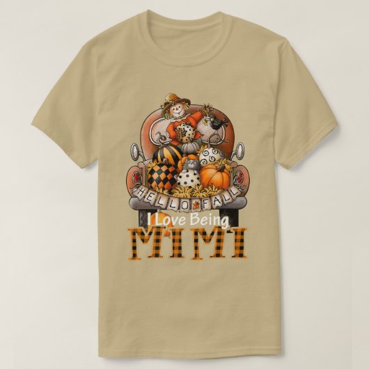 私はミミの格子柄トラック農家カボチャのスパイス Tシャツ (デザイン正面)