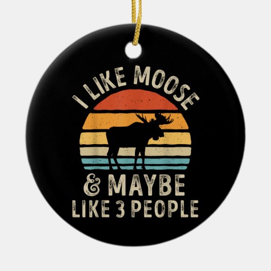 私はムースが好きで、3人の鹿の愛をエルクが好きかもしれない セラミックオーナメント (正面)
