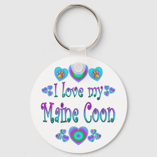 私はメインのあらいぐまの猫が大好き キーホルダー (正面)