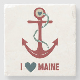 私はメインの赤いいかりを愛します ストーンコースター