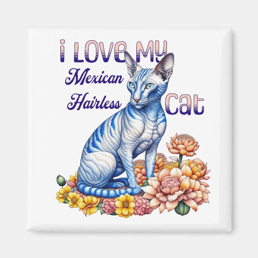 私はメキシコの毛のない猫が大好き マグネット (正面)