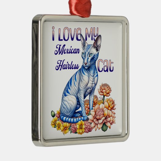 私はメキシコの毛のない猫が大好き メタルオーナメント (右)