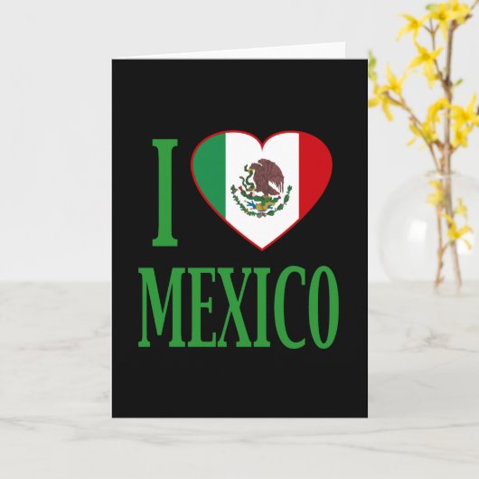 私はメキシコを旗ハートで愛している カード (黄色い花)