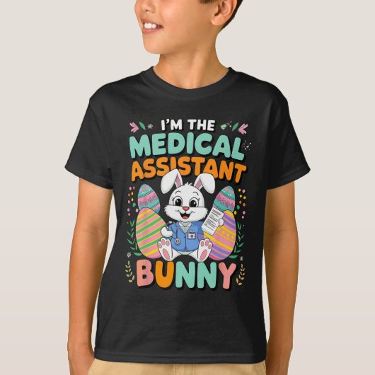 私はメディカルアイスタントのバニー・イースターおもしろい Tシャツ (正面)