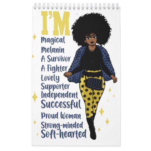 私はメラニ前向きン意欲を起こインスパイア・シスタ・ブラック カレンダー (裏面)