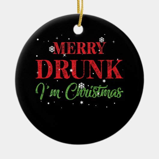 私はメリー飲クリスマスだ セラミックオーナメント (正面)