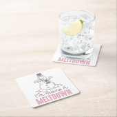 私はメルトダウンを持っている – おもしろい雪だるまデザイン スクエアペーパーコースター (インサイチュ)