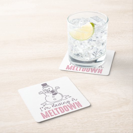 私はメルトダウンを持っている – おもしろい雪だるまデザイン スクエアペーパーコースター (インサイチュ)