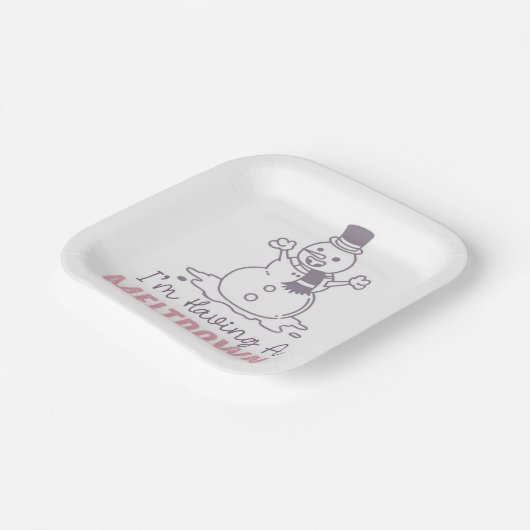 私はメルトダウンを持っている – おもしろい雪だるまデザイン ペーパープレート (傾斜あり)