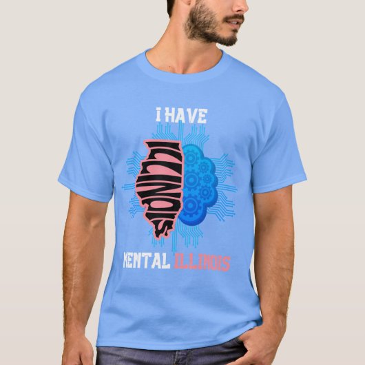 私はメンタルイリノイ 可愛いイリノイ州 Tシャツ (正面)