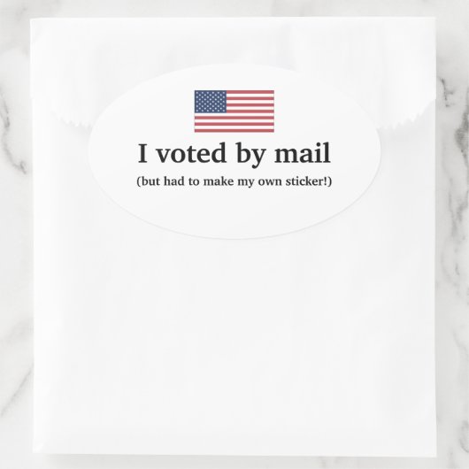 私はメールで投票したが、自分のステッカーを作らなければならなかった 楕円形シール (バッグ)