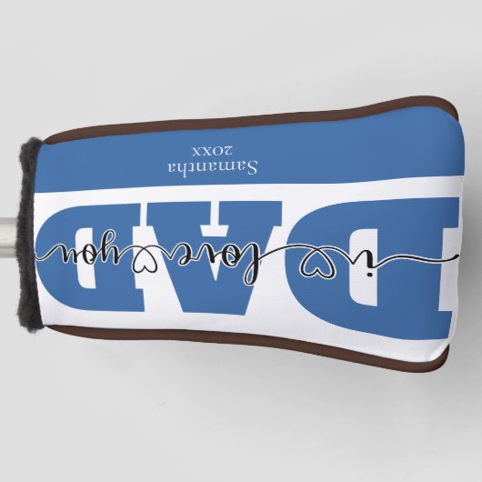 "私はモダンあなたを愛するパパ"引用文ブルー ゴルフヘッドカバー (正面)