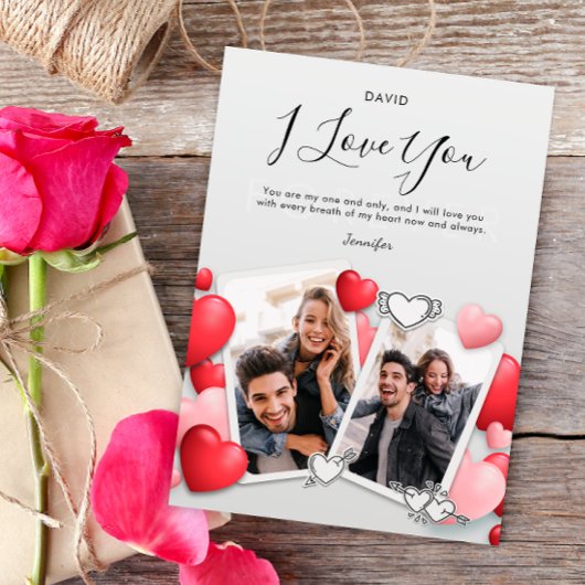 私はモダンあなたを愛する写真ホリデーカード サンキューカード