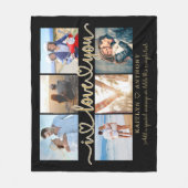 私はモダンあなたを愛する6つの写真スクリプトハート フリースブランケット (正面)