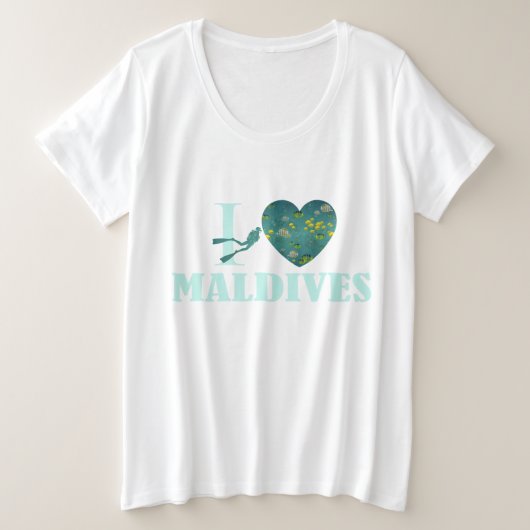 私はモルディブが大好き プラスサイズTシャツ (デザイン正面)