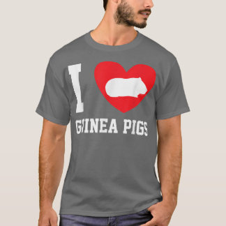 私はモルモットが大好きハートモルモット Tシャツ