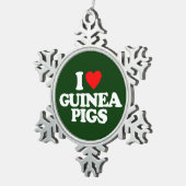 私はモルモットを愛します スノーフレークピューターオーナメント (右)