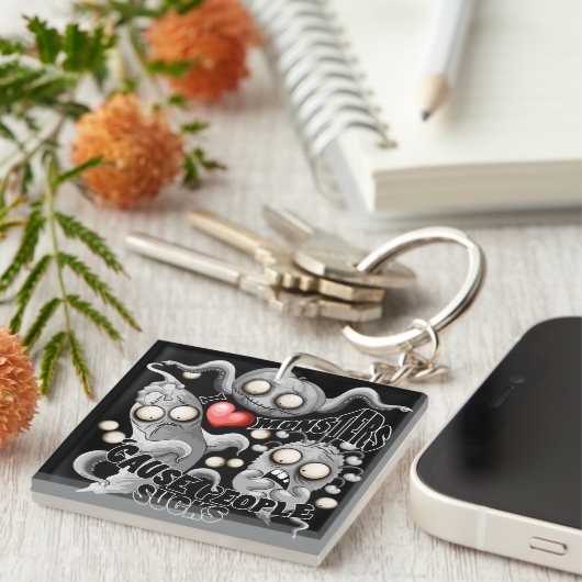 私はモンスターが人々の最低原因 キーホルダー (正面右)