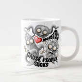 私はモンスターが人々の最低原因 ジャンボコーヒーマグカップ (右)