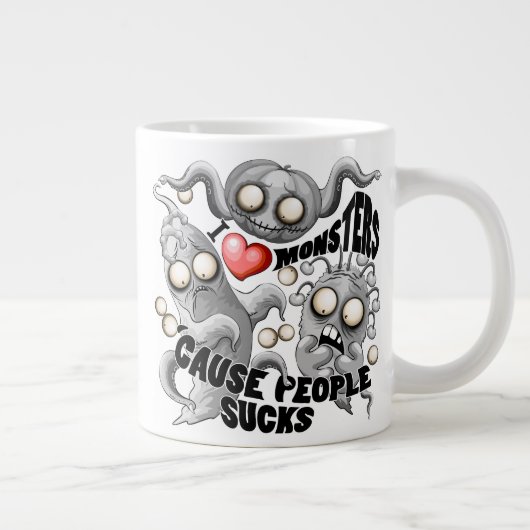 私はモンスターが人々の最低原因 ジャンボコーヒーマグカップ (右)