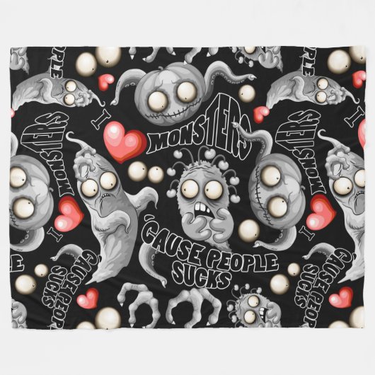 私はモンスターが人々の最低原因 フリースブランケット (正面(横))