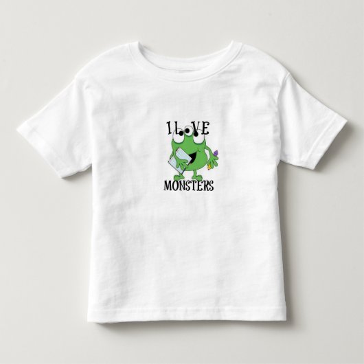 私はモンスターが大好き トドラーTシャツ (正面)