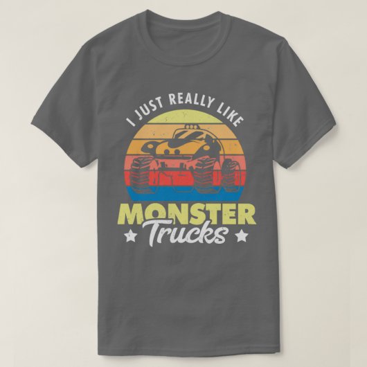 私はモンスタートラックがとても好きだ Tシャツ (デザイン正面)
