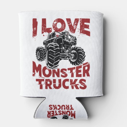 私はモンスタートラックの大きなトラックの恋人が大好き 缶クーラー (裏面)