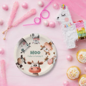 私はモーかわいい牛の二誕生日 ペーパープレート (パーティー)