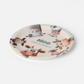 私はモーかわいい牛の二誕生日 ペーパープレート (アングル)