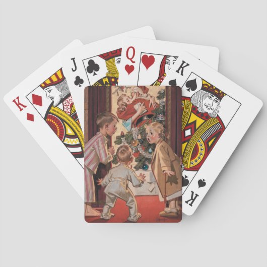 私はモーミーサンタクロースキスをするのクリスマスの休日を見た トランプ (裏面)