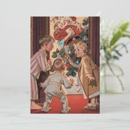 私はモーミーサンタクロースキスをするのクリスマスを見カスタムた シーズンカード (スタンド正面)