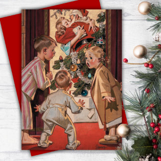 私はモーミーサンタクロースキスをするのクリスマスを見カスタムた シーズンカード