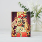 私はモーミーサンタクロースキスをするヴィンテージを見た シーズンポストカード (スタンド正面)