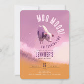 私はモー可愛いピンクの女の子2歳の誕生日だ 招待状 (正面)