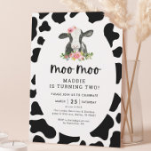 私はモー2牛の女の子2歳の誕生日パーティー 招待状