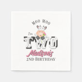 私はモー2牛プリントファームガールの女の子2nd誕生日 スタンダードカクテルナプキン (正面)