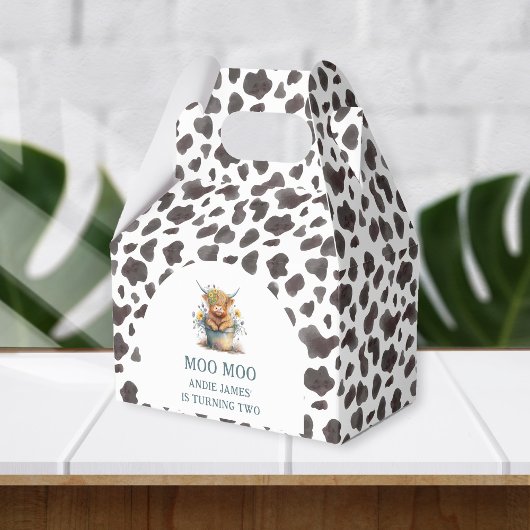 私はモー2牛プリントファームガールの女の子2nd誕生日 フェイバーボックス