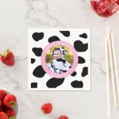 私はモー2牛プリントファームガール誕生日写真 スタンダードカクテルナプキン (インサイチュ)