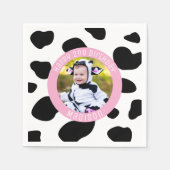 私はモー2牛プリントファームガール誕生日写真 スタンダードカクテルナプキン (正面)