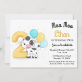 私はモー2牛2歳の誕生日パーティの招待状 招待状 (正面)