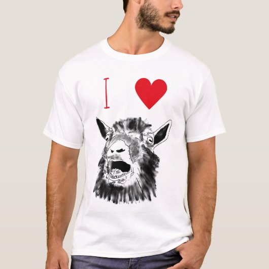 私はヤギが叫おもしろいぶ動物のスケッチアートが大好き Tシャツ (正面)