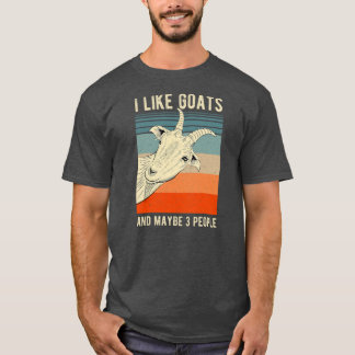 私はヤギと多分3人が好おもしろいきで可愛い Tシャツ