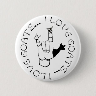 私はヤギASLの手話手の記号を愛します 缶バッジ