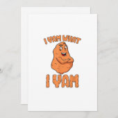 私はヤム、何がヤム スイートポテト 面白い感謝祭 シーズンカード (正面/裏面)