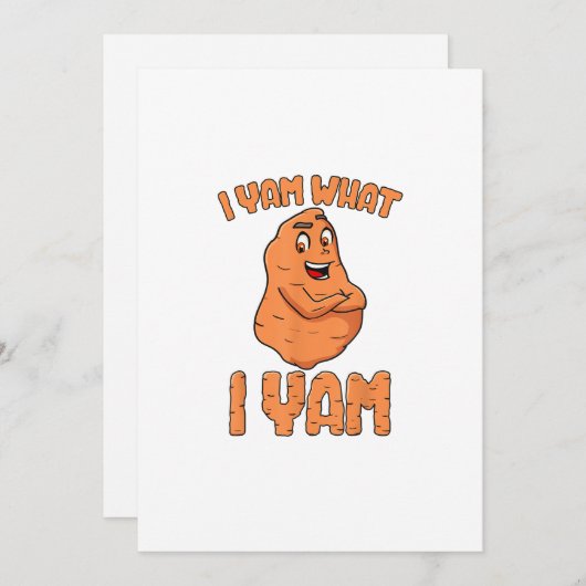 私はヤム、何がヤム スイートポテト 面白い感謝祭 シーズンカード (正面/裏面)