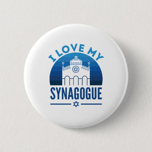 私はユダヤ教のラビ教の会堂が大好き 缶バッジ (正面)